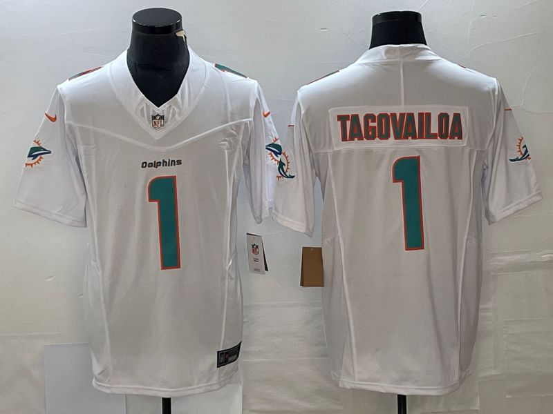 Men Miami Dolphins #1 Tagovailoa White 2023 Nike Vapor Limited NFL Jersey style 1->new york giants->NFL Jersey